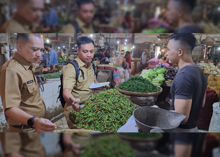 MONITORING: Bidang Perdagangan DKUKMPP, monitoring secara secara berkala di pasar rakyat. Hal ini, untuk memastikan stabilitas harga dan ketersediaan bahan pokok.